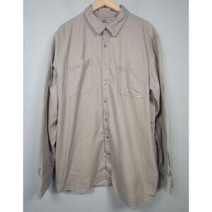 5.11 Tactical Mens 2XL Khaki Beige Cotton Long Sleeve Snap Shirt